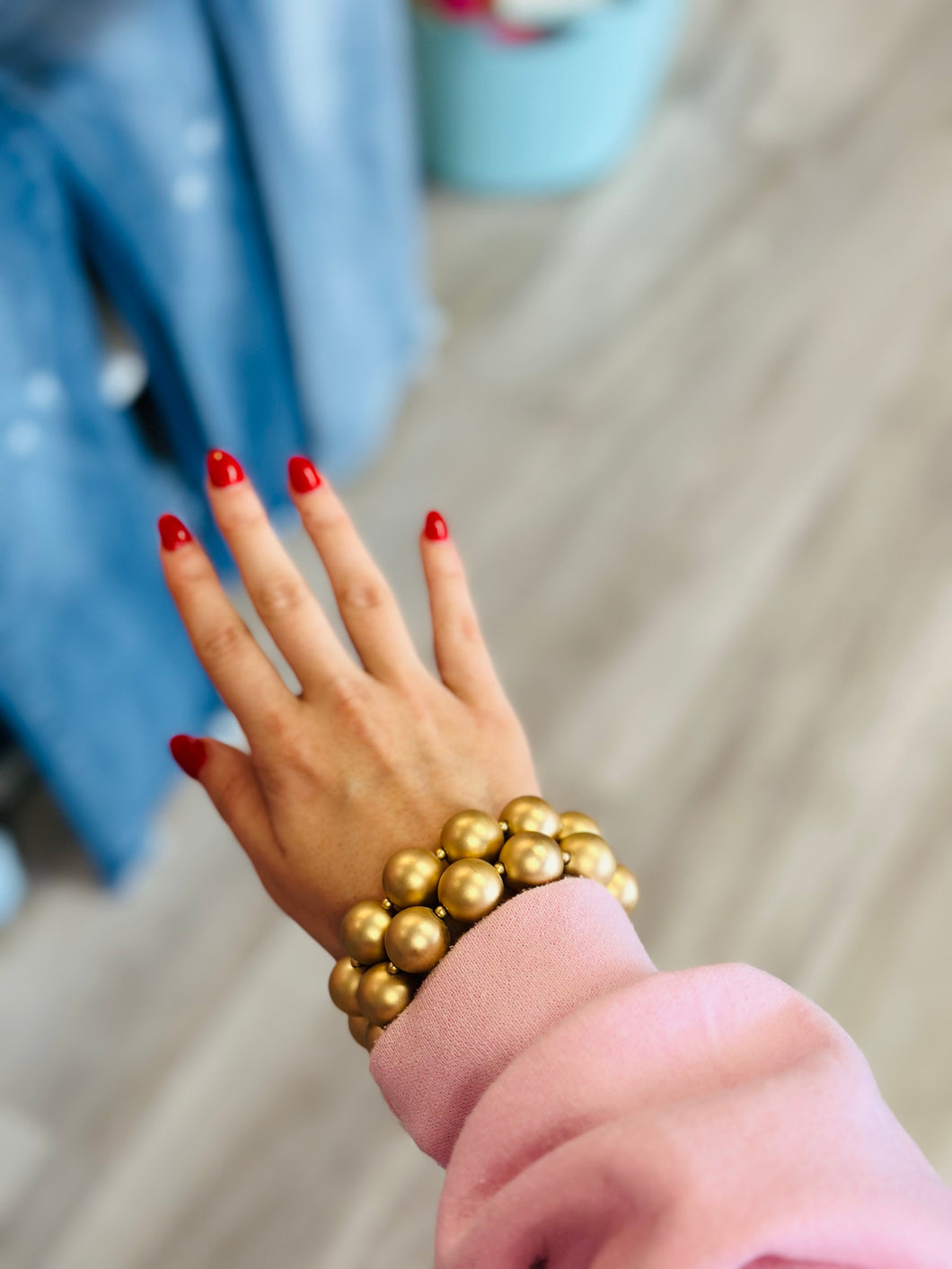 Large Gold Beaded Bracelet