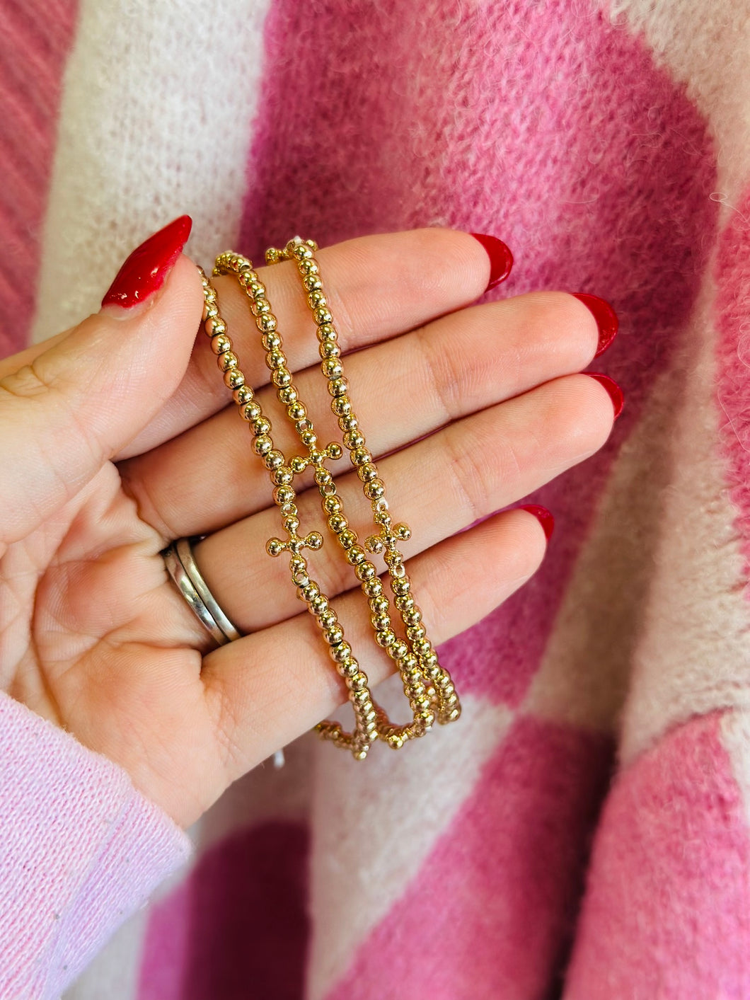 Set of 3 Beaded Cross Bracelets