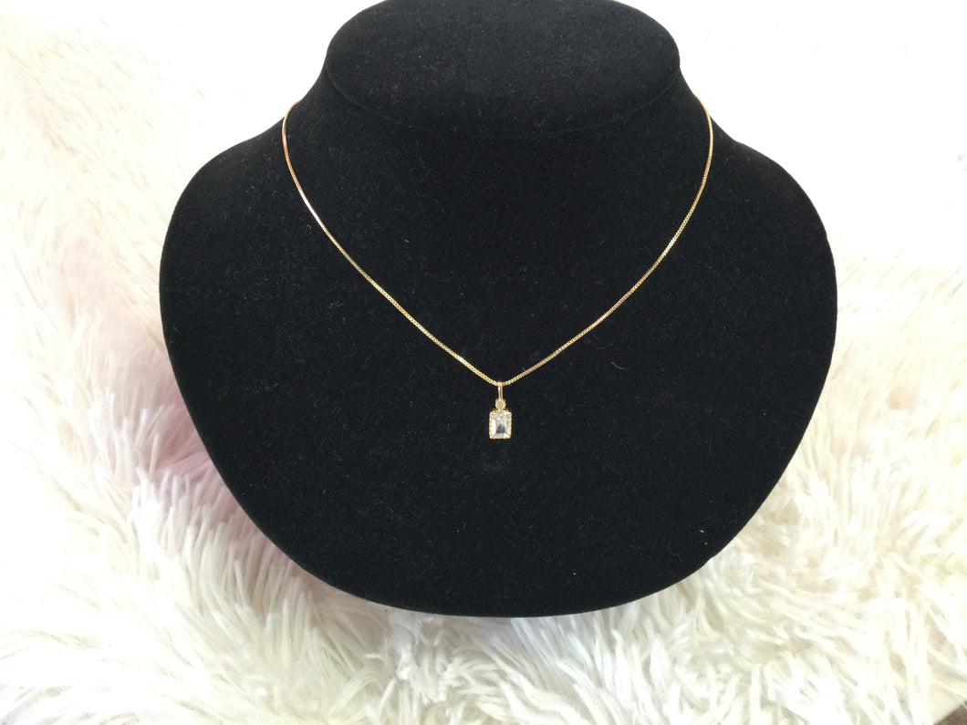 Solitaire Square Cut Diamond Necklace