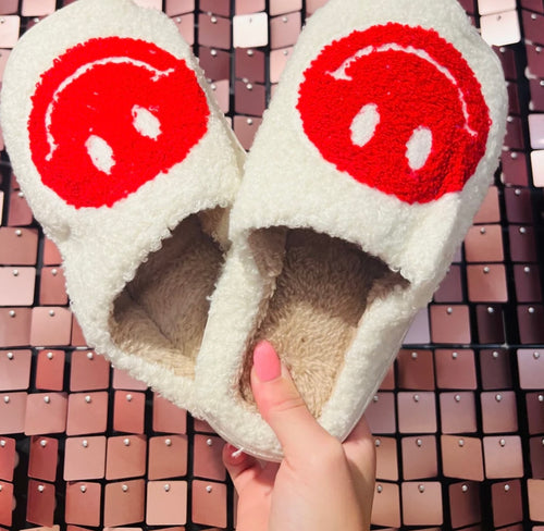 Red Smiley Slippers