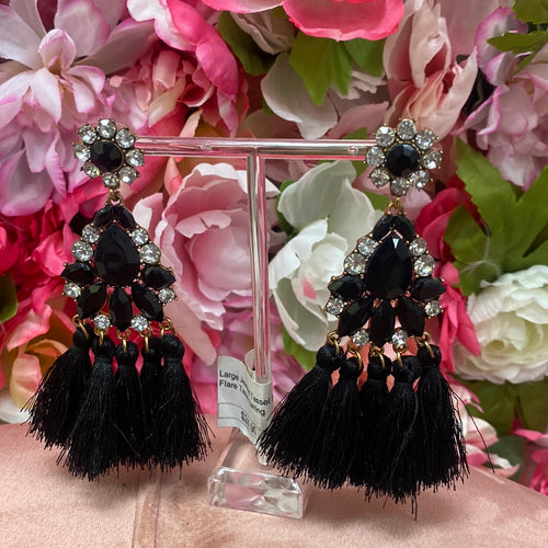 Large jeweled tassel earring