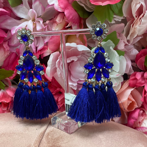 Large jeweled tassel earrings