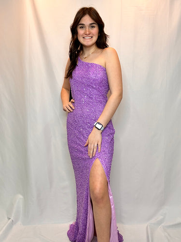 One Shoulder Sequin Prom Dress